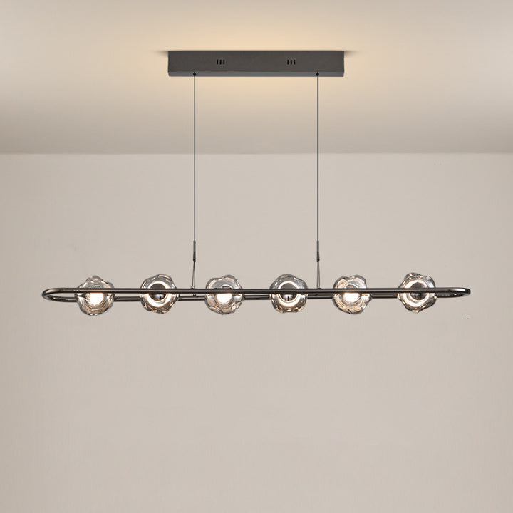 Lustre à suspension contemporain de luxe en fer avec abat-jour en verre en forme de boule LED pour salon 