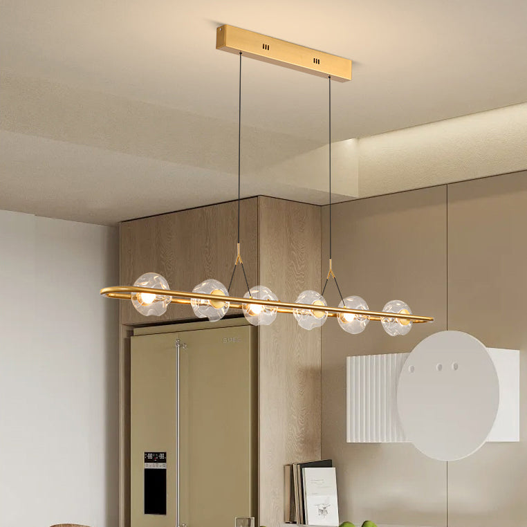 Lustre à suspension contemporain de luxe en fer avec abat-jour en verre en forme de boule LED pour salon 