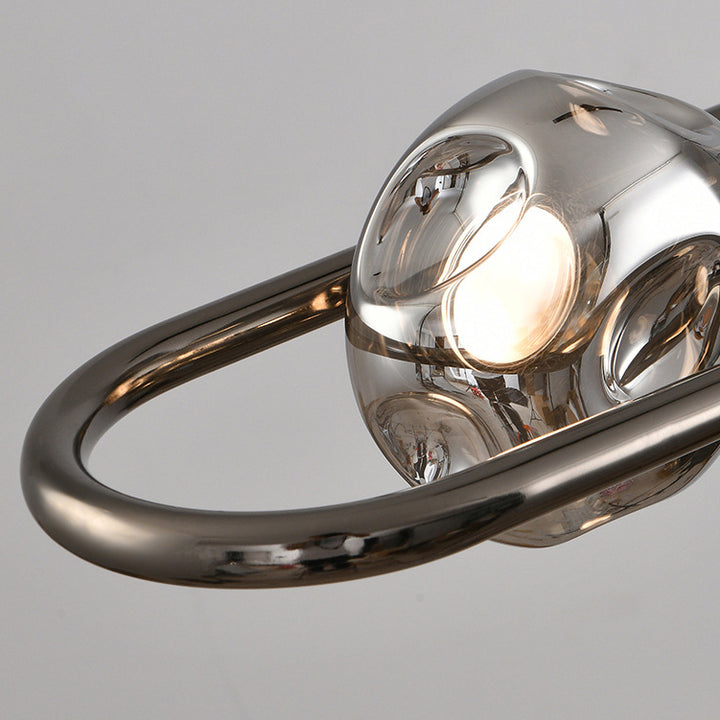 Lustre à suspension contemporain de luxe en fer avec abat-jour en verre en forme de boule LED pour salon 