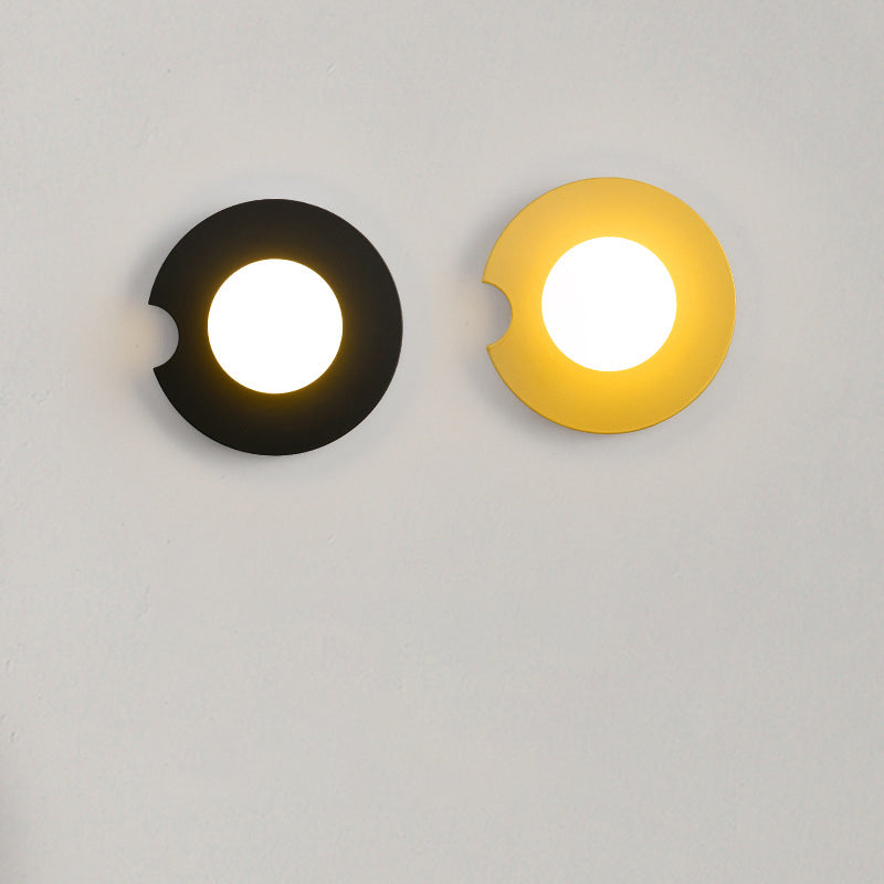 Contemporary Scandinavian Geometric Circle Iron Glass 1-Light Wall Sconce Lamp For Living Room