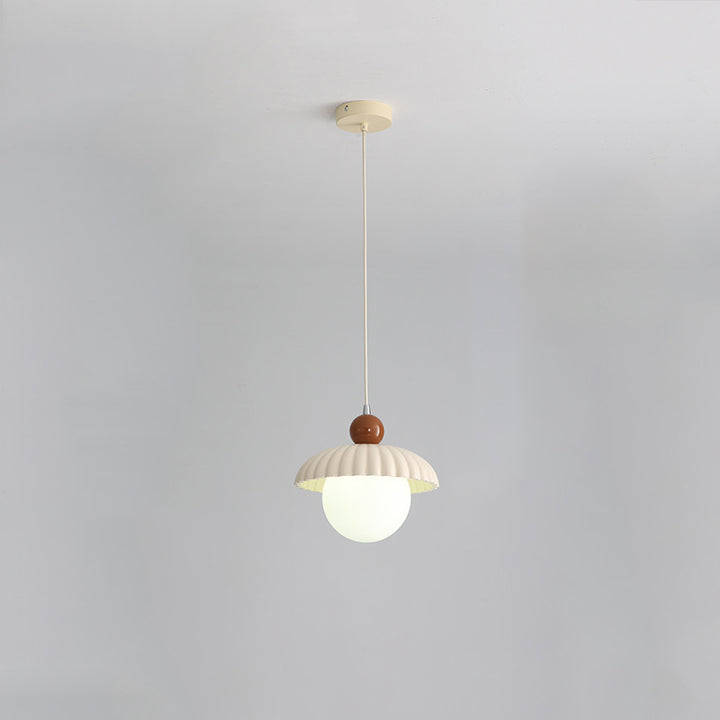 Contemporary Scandinavian Iron Flower Bud Glass Ball Shade 1-Light Pendant Light For Living Room