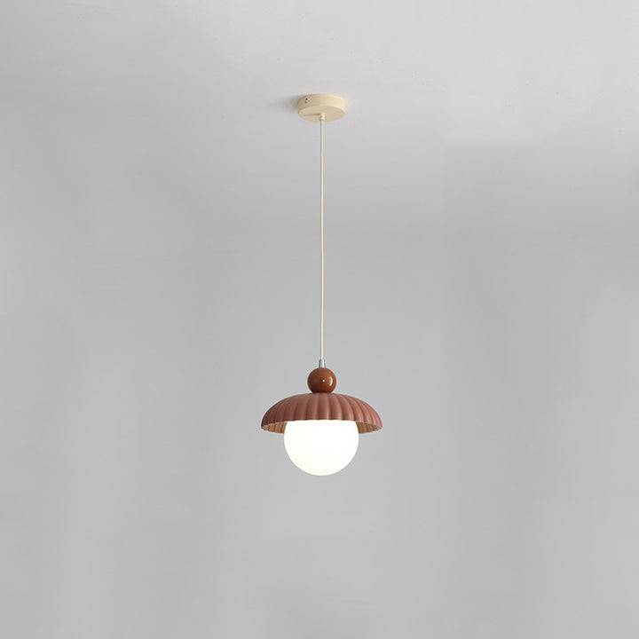 Contemporary Scandinavian Iron Flower Bud Glass Ball Shade 1-Light Pendant Light For Living Room