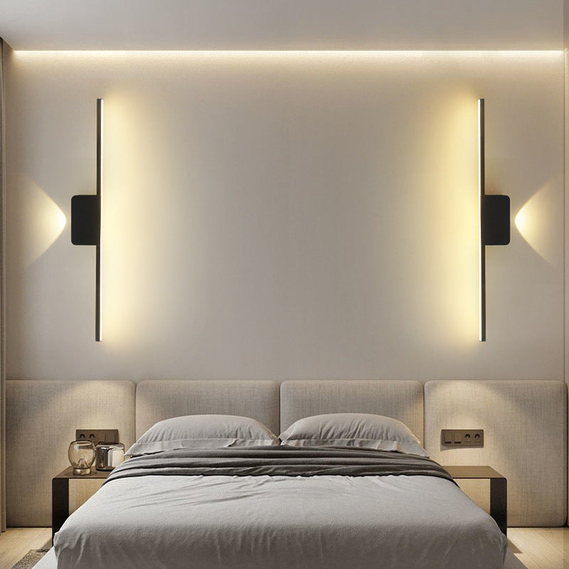 Modern Minimalist Aluminum Linear Silicone Strip LED Wall Sconce Lamp For Living Room