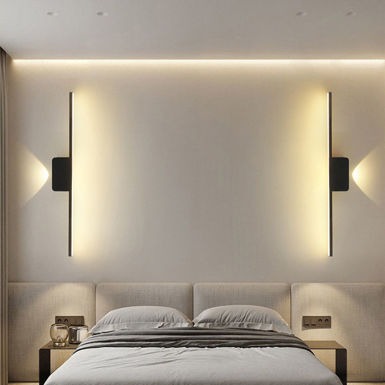 Modern Minimalist Aluminum Linear Silicone Strip LED Wall Sconce Lamp For Living Room