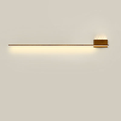 Modern Minimalist Aluminum Walnut Wood Grain Straight Line LED Wall Sconce Lamp For Living Room