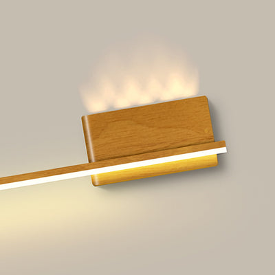 Modern Minimalist Aluminum Walnut Wood Grain Straight Line LED Wall Sconce Lamp For Living Room