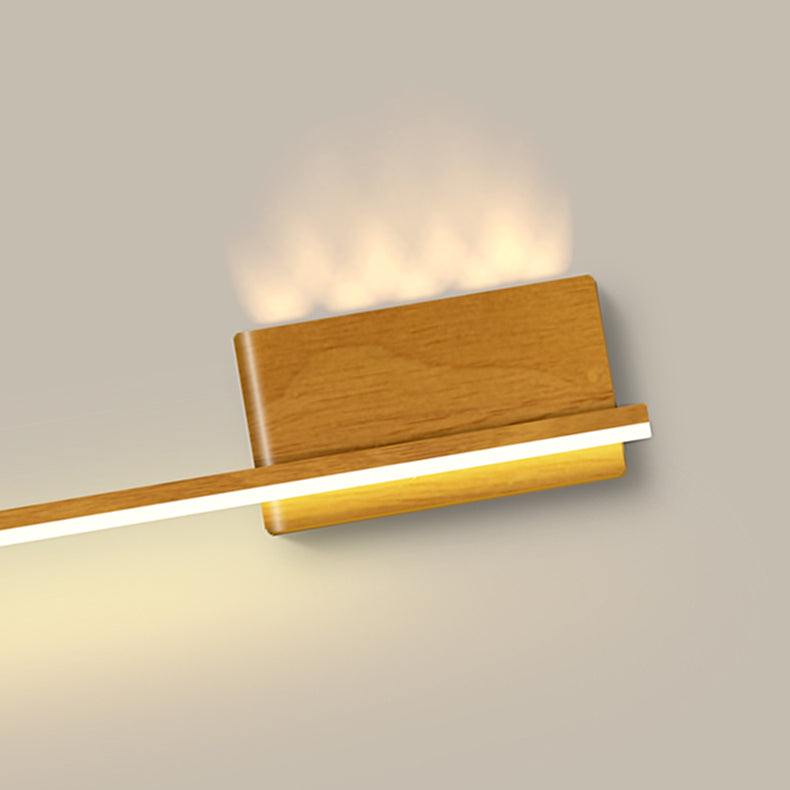 Modern Minimalist Aluminum Walnut Wood Grain Straight Line LED Wall Sconce Lamp For Living Room