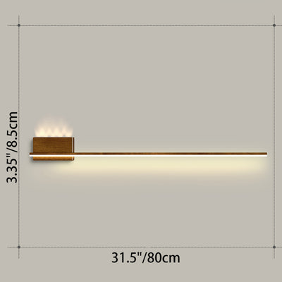 Modern Minimalist Aluminum Walnut Wood Grain Straight Line LED Wall Sconce Lamp For Living Room