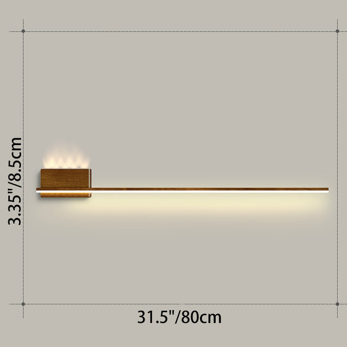 Modern Minimalist Aluminum Walnut Wood Grain Straight Line LED Wall Sconce Lamp For Living Room