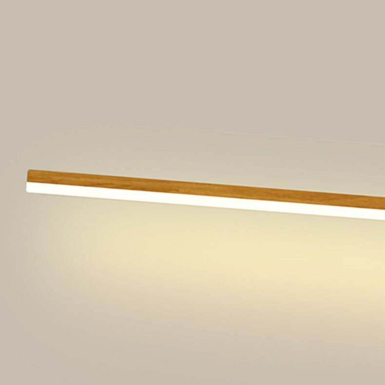 Modern Minimalist Aluminum Walnut Wood Grain Straight Line LED Wall Sconce Lamp For Living Room