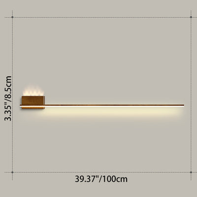 Modern Minimalist Aluminum Walnut Wood Grain Straight Line LED Wall Sconce Lamp For Living Room