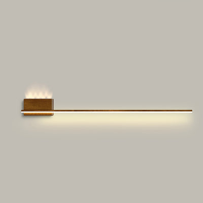 Modern Minimalist Aluminum Walnut Wood Grain Straight Line LED Wall Sconce Lamp For Living Room