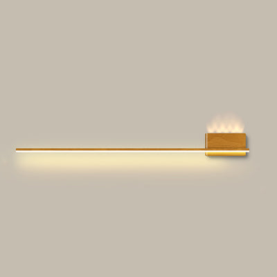 Modern Minimalist Aluminum Walnut Wood Grain Straight Line LED Wall Sconce Lamp For Living Room