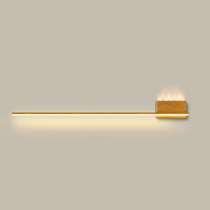 Modern Minimalist Aluminum Walnut Wood Grain Straight Line LED Wall Sconce Lamp For Living Room