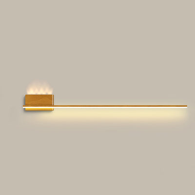 Modern Minimalist Aluminum Walnut Wood Grain Straight Line LED Wall Sconce Lamp For Living Room