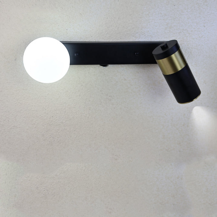 Cylindre en fer et aluminium de simplicité contemporaine, applique murale avec spot de lecture rotatif à 2 lumières pour chambre 