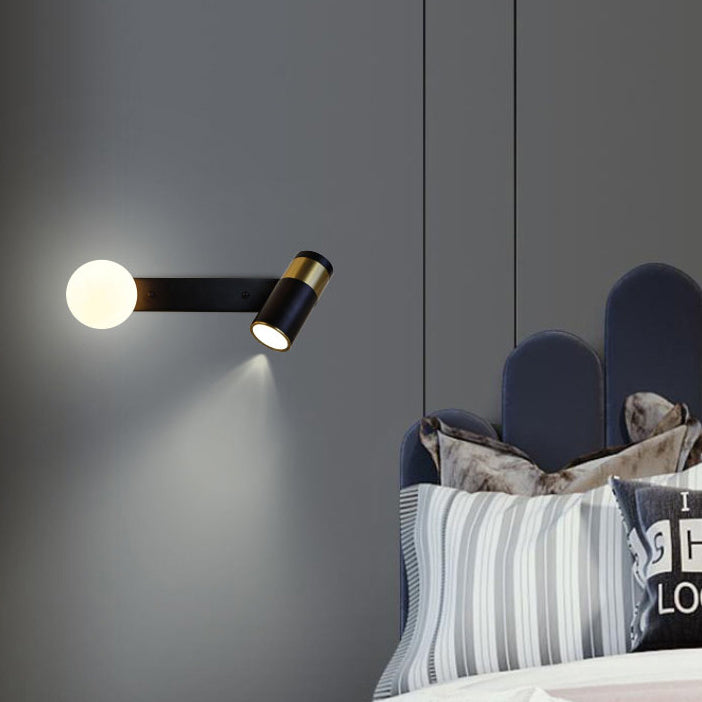 Cylindre en fer et aluminium de simplicité contemporaine, applique murale avec spot de lecture rotatif à 2 lumières pour chambre 