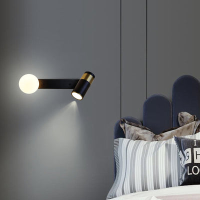 Contemporary Simplicity Iron Aluminum Cylinder 2-Light Rotatable Reading Light Spotlight Wall Sconce Lamp For Bedroom