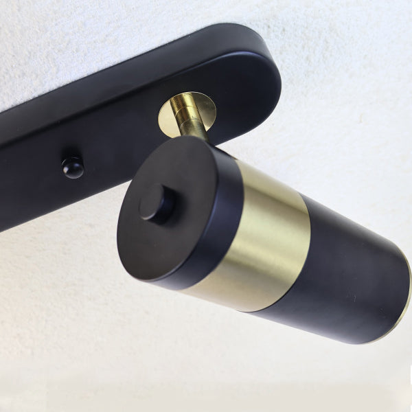 Cylindre en fer et aluminium de simplicité contemporaine, applique murale avec spot de lecture rotatif à 2 lumières pour chambre 
