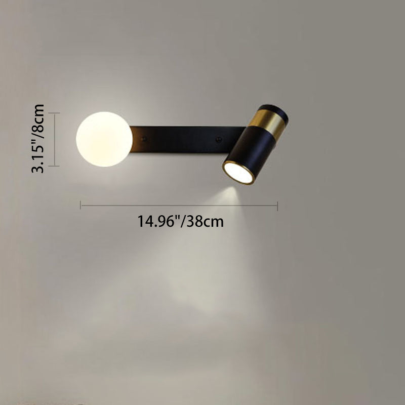 Contemporary Simplicity Iron Aluminum Cylinder 2-Light Rotatable Reading Light Spotlight Wall Sconce Lamp For Bedroom