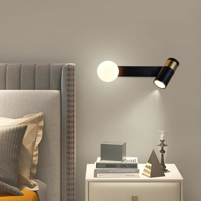 Contemporary Simplicity Iron Aluminum Cylinder 2-Light Rotatable Reading Light Spotlight Wall Sconce Lamp For Bedroom