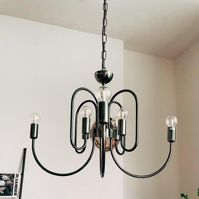 Traditional French Curved Carbon Steel Glass 8/12/16-Light Chandelier For Living Room