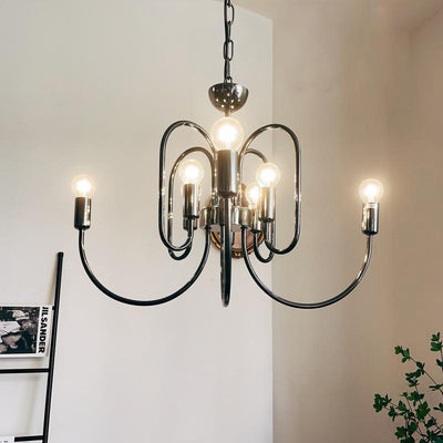 Traditional French Curved Carbon Steel Glass 8/12/16-Light Chandelier For Living Room