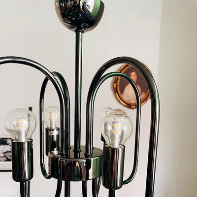Traditional French Curved Carbon Steel Glass 8/12/16-Light Chandelier For Living Room