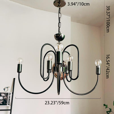 Traditional French Curved Carbon Steel Glass 8/12/16-Light Chandelier For Living Room