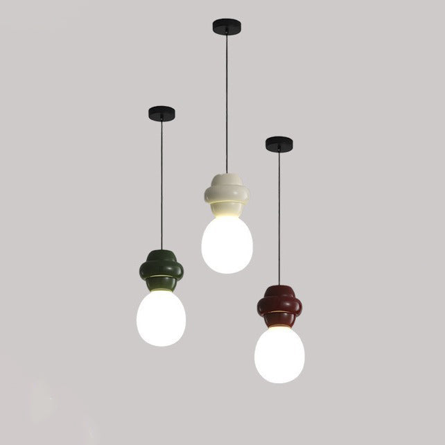 Contemporary Scandinavian Spherical Resin Glass 1-Light Pendant Light For Living Room