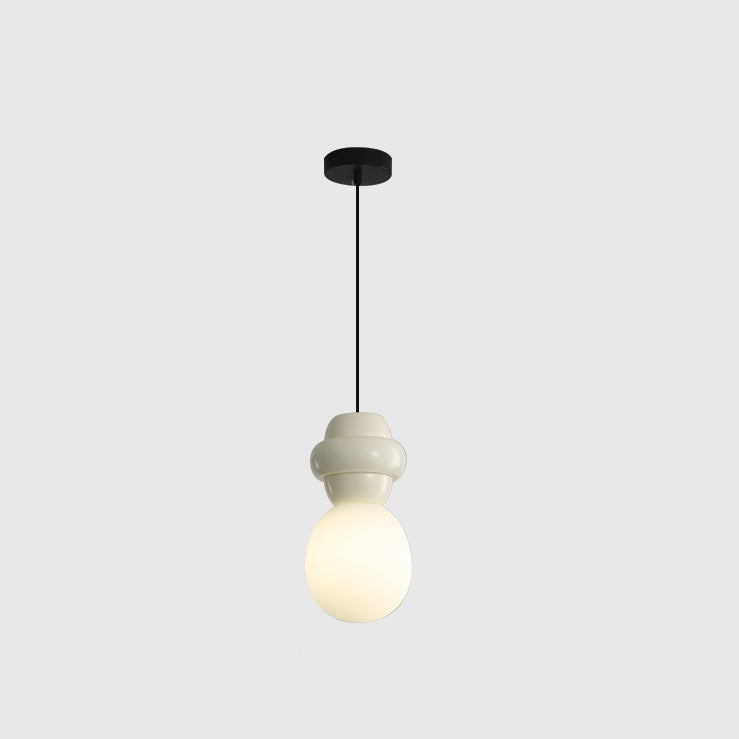 Contemporary Scandinavian Spherical Resin Glass 1-Light Pendant Light For Living Room