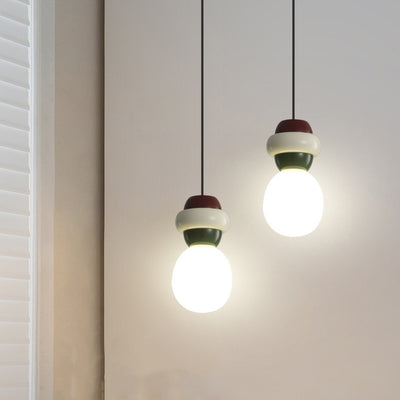 Contemporary Scandinavian Spherical Resin Glass 1-Light Pendant Light For Living Room