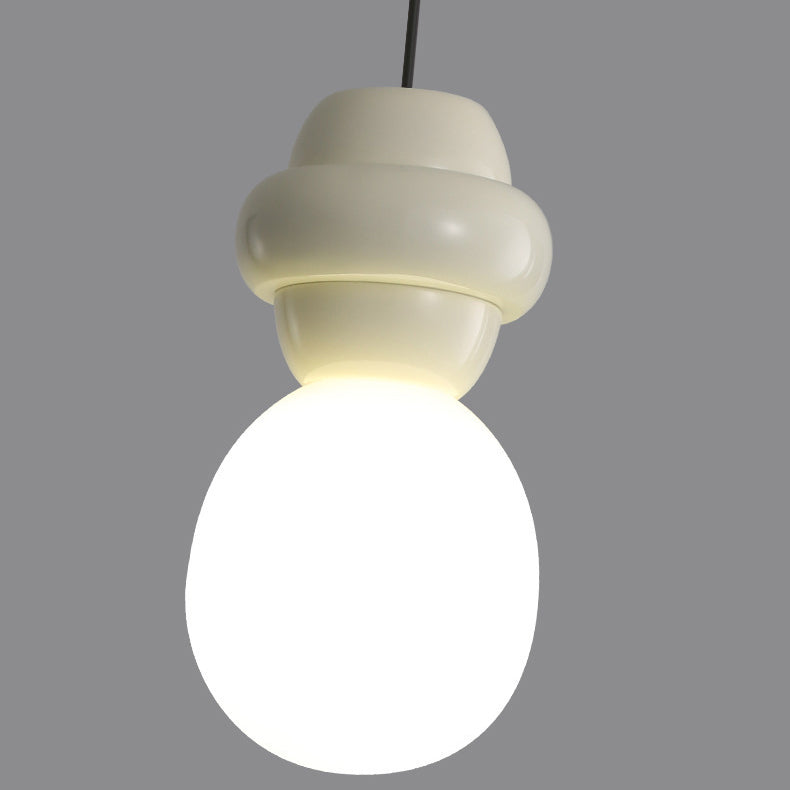 Contemporary Scandinavian Spherical Resin Glass 1-Light Pendant Light For Living Room