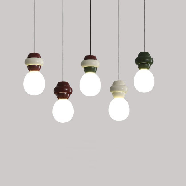 Contemporary Scandinavian Spherical Resin Glass 1-Light Pendant Light For Living Room