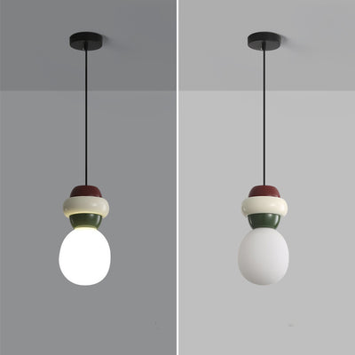 Contemporary Scandinavian Spherical Resin Glass 1-Light Pendant Light For Living Room