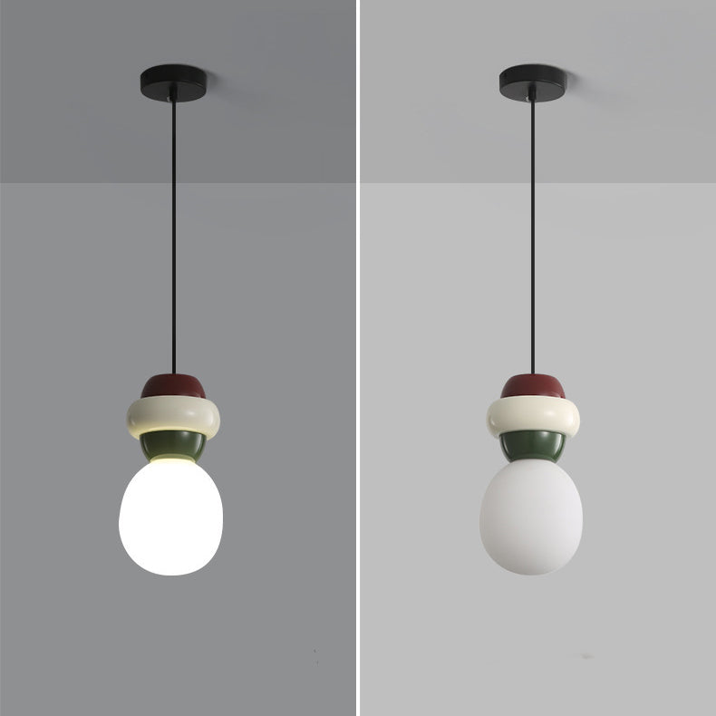 Contemporary Scandinavian Spherical Resin Glass 1-Light Pendant Light For Living Room