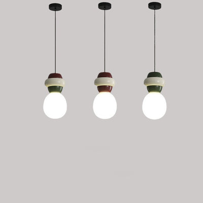 Contemporary Scandinavian Spherical Resin Glass 1-Light Pendant Light For Living Room