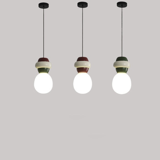 Contemporary Scandinavian Spherical Resin Glass 1-Light Pendant Light For Living Room