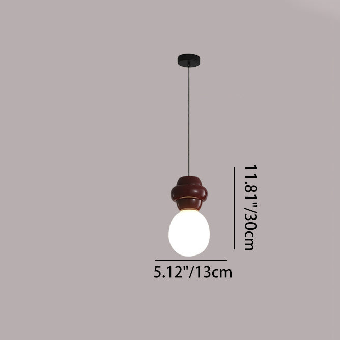 Contemporary Scandinavian Spherical Resin Glass 1-Light Pendant Light For Living Room