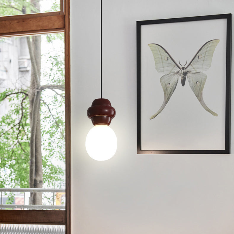 Contemporary Scandinavian Spherical Resin Glass 1-Light Pendant Light For Living Room
