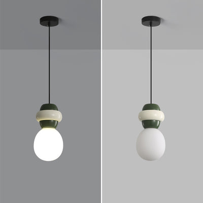 Contemporary Scandinavian Spherical Resin Glass 1-Light Pendant Light For Living Room