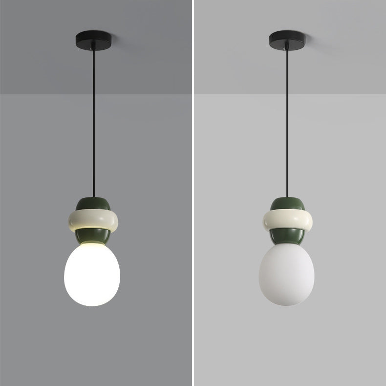 Contemporary Scandinavian Spherical Resin Glass 1-Light Pendant Light For Living Room