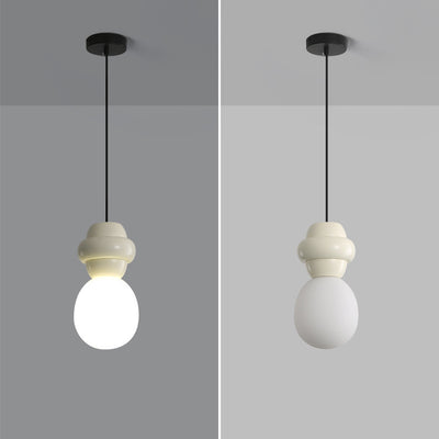 Contemporary Scandinavian Spherical Resin Glass 1-Light Pendant Light For Living Room