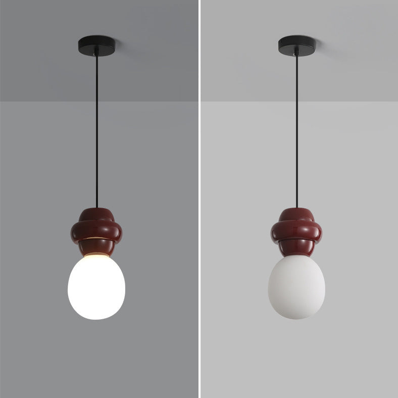 Contemporary Scandinavian Spherical Resin Glass 1-Light Pendant Light For Living Room
