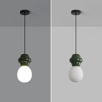Contemporary Scandinavian Spherical Resin Glass 1-Light Pendant Light For Living Room