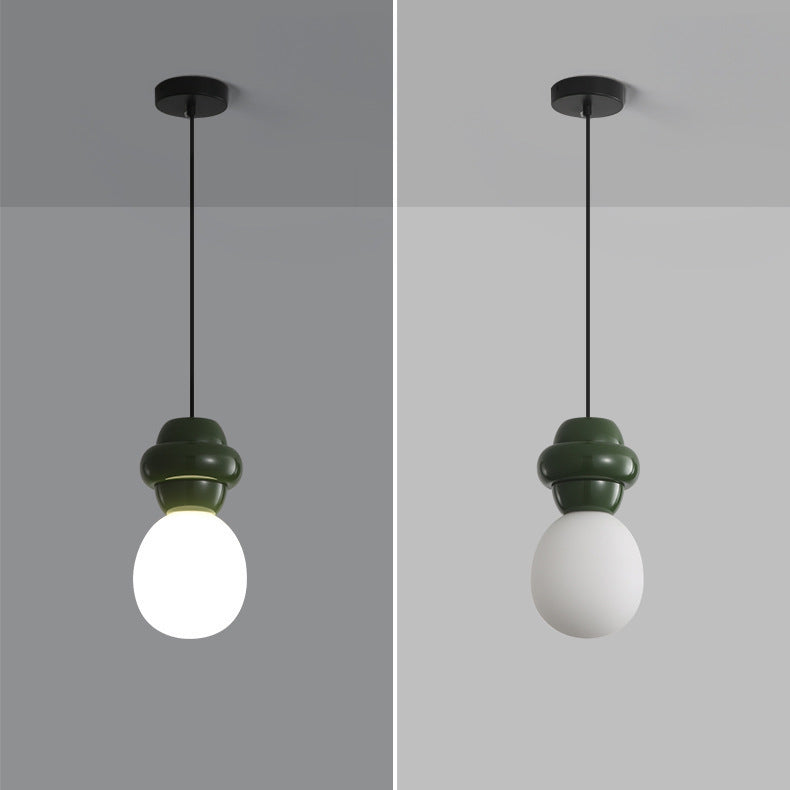 Contemporary Scandinavian Spherical Resin Glass 1-Light Pendant Light For Living Room