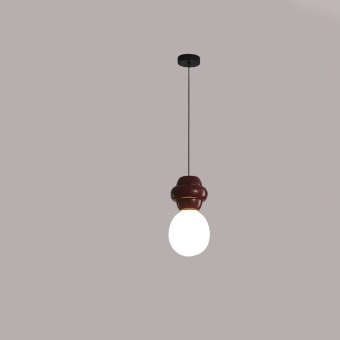 Contemporary Scandinavian Spherical Resin Glass 1-Light Pendant Light For Living Room