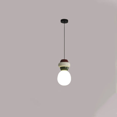 Contemporary Scandinavian Spherical Resin Glass 1-Light Pendant Light For Living Room