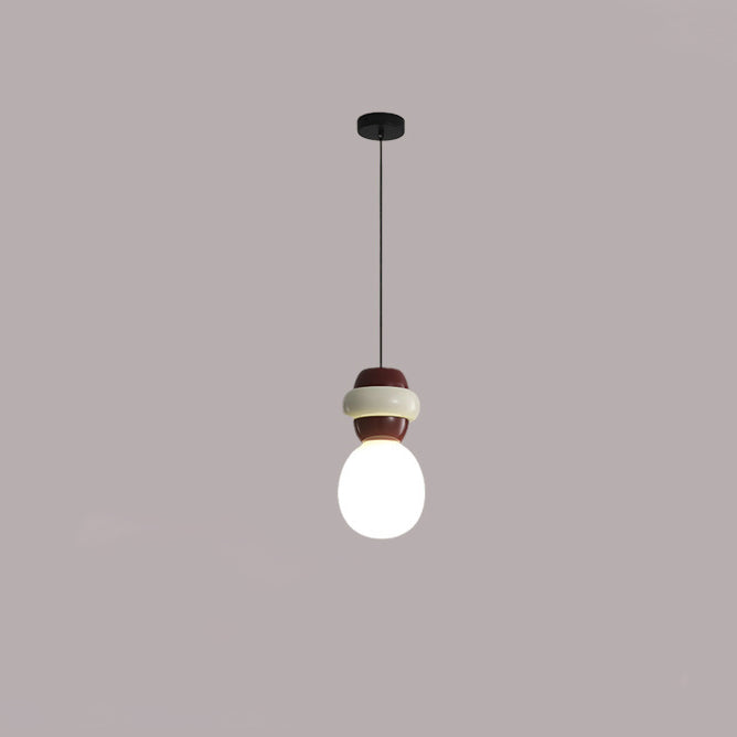 Contemporary Scandinavian Spherical Resin Glass 1-Light Pendant Light For Living Room