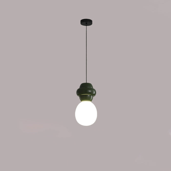 Contemporary Scandinavian Spherical Resin Glass 1-Light Pendant Light For Living Room